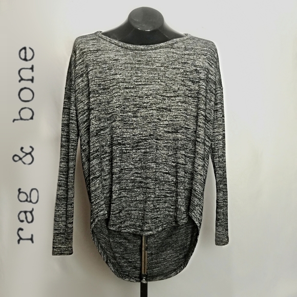 rag & bone/ JEAN Sweater Size XS Draped Cut-Out Back Heathered Black & Grey - Picture 2 of 4